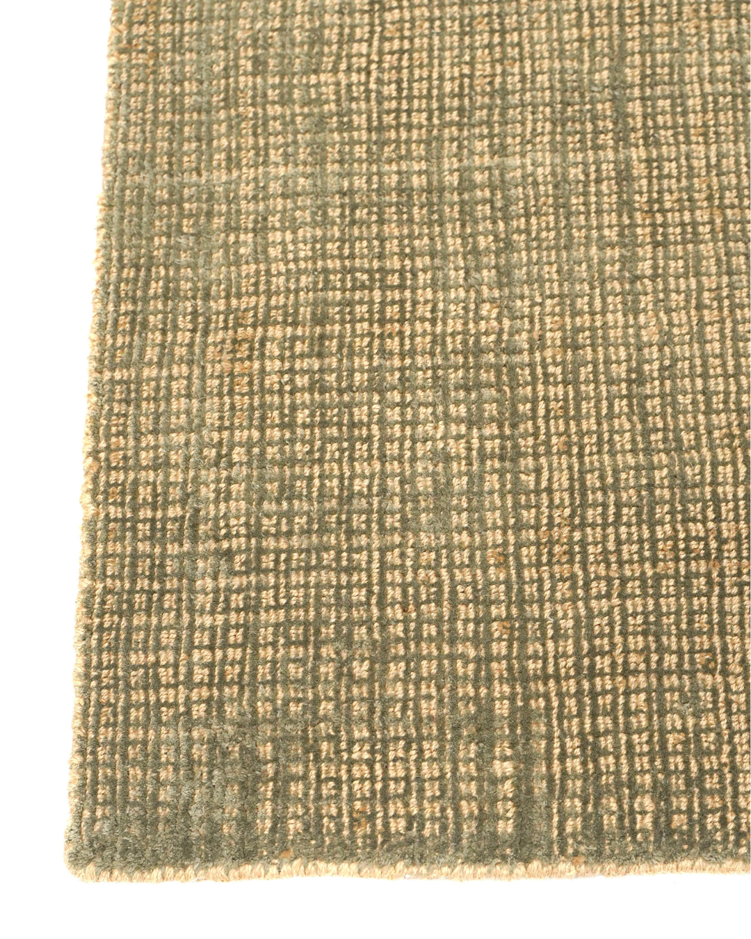 Textured green and beige fabric swatch
