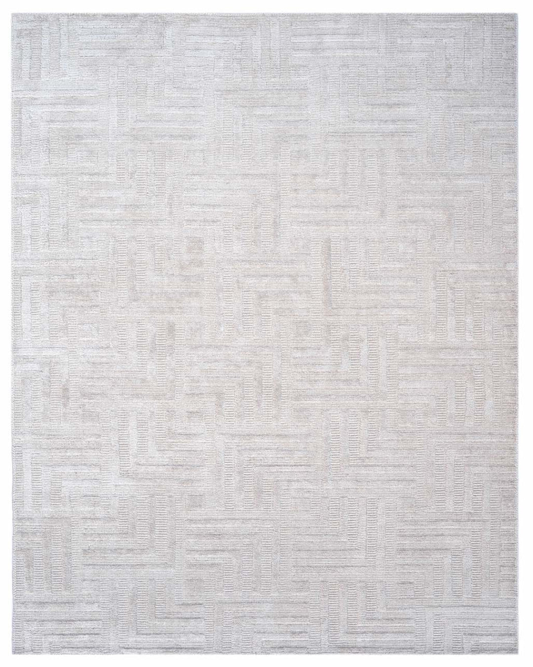 White Gold Wool & Silk Rug